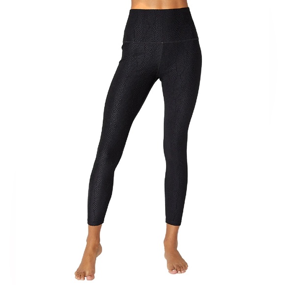 Beyond Yoga Snake Jacquard Textured Midi Leggings in Black, size XS - Picture 3 of 13
